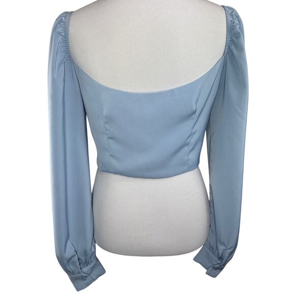 Superdown / super down Binx Tie Front Crop Top, Blue, Medium - Picture 2 of 8